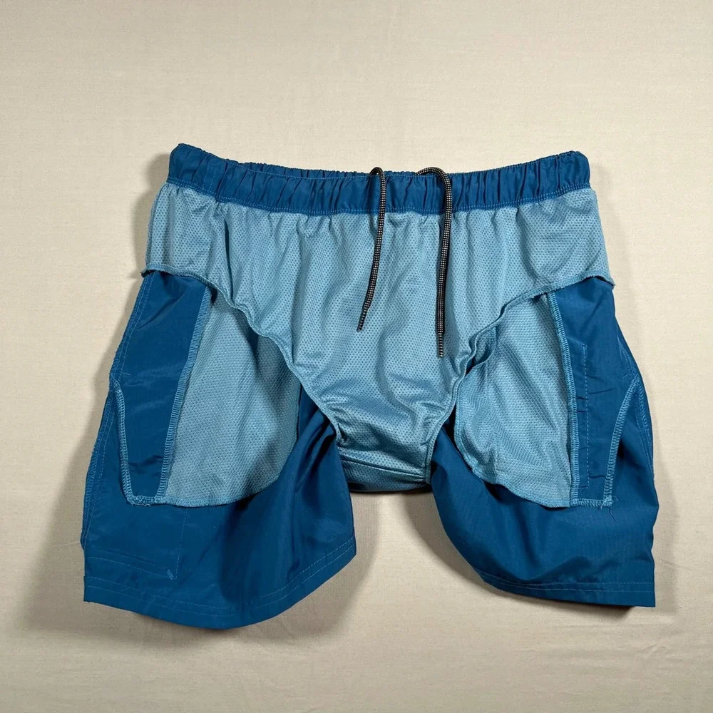Nike Swim Cargo Swim Shorts Trunks Mesh Lined Size Medium Blue